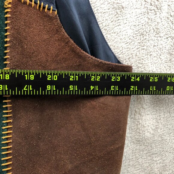 Vintage Fashion Bug Woman's Leather Patch Vest Jacket 2X Patchwork Genuine Leath - Picture 5 of 8